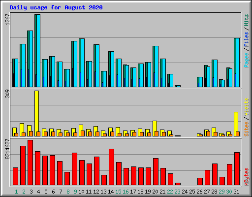 Daily usage for August 2020